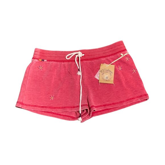 P.J. Salvage Womens Embroidered Red Lounge Shorts With Drawstring Waist M NWT - Picture 1 of 5